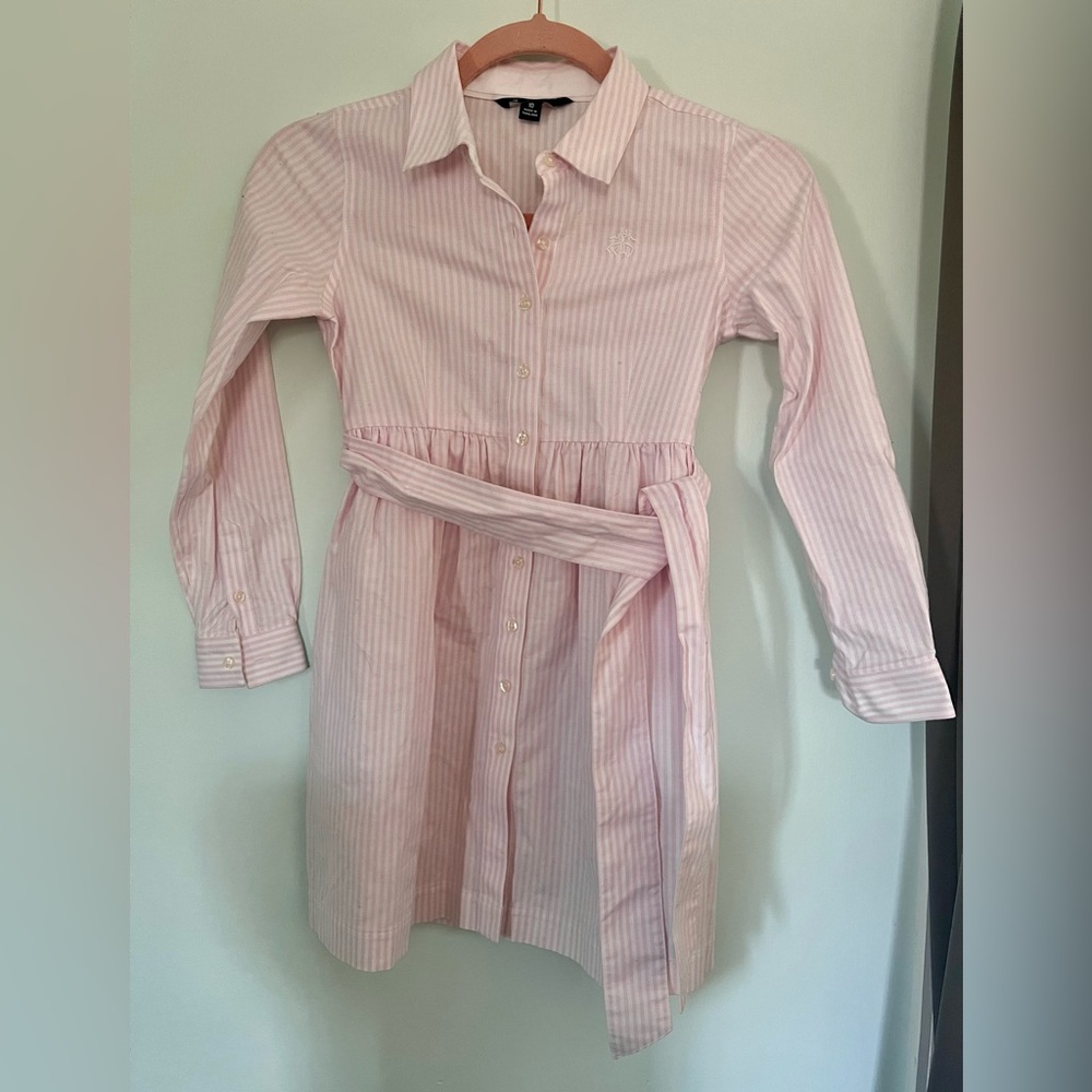 Girls size 10 Pink Stripe Shirt Dress